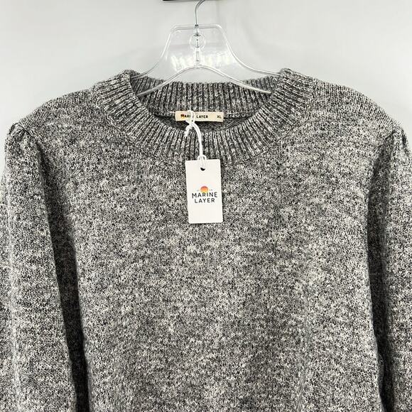 Marine Layer Alma Puff Sleeve Sweater - Charcoal Heather - XL - NWT - Picture 2 of 7